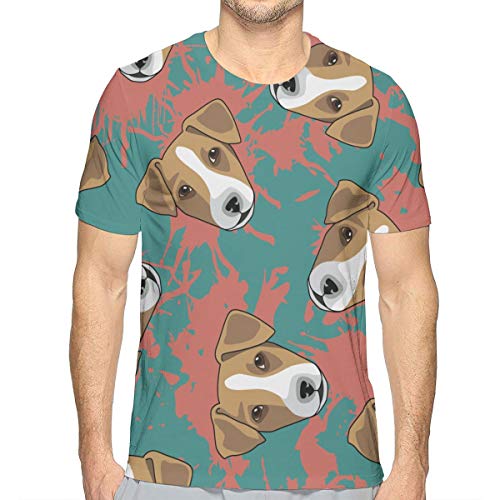 Camiseta de algodón Ok de Manga Corta con Estampado de Perros Decorativos para Hombre XXL