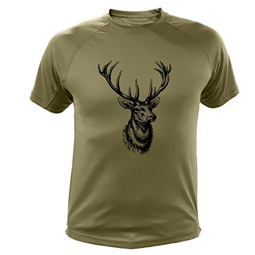 Camiseta de Caza Ciervo - Ideas Regalos Cazadores (30149, Verde, XL)