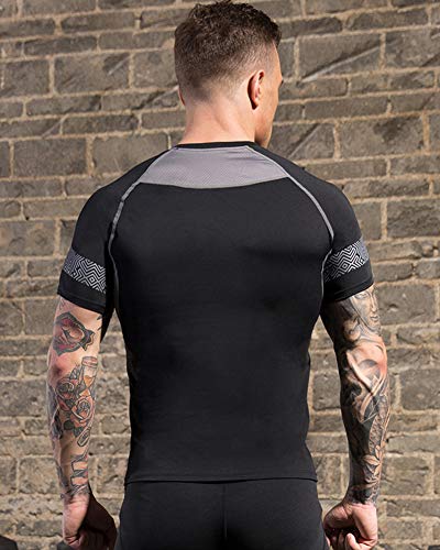 Camiseta de Compresión de Manga Corta Hombre Secado Rápido Elástico Transpirable Baselayer Tops