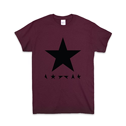 Camiseta de David Bowie color negro con impresión de imagen de estrella rojo rojo (Maroon) Medium