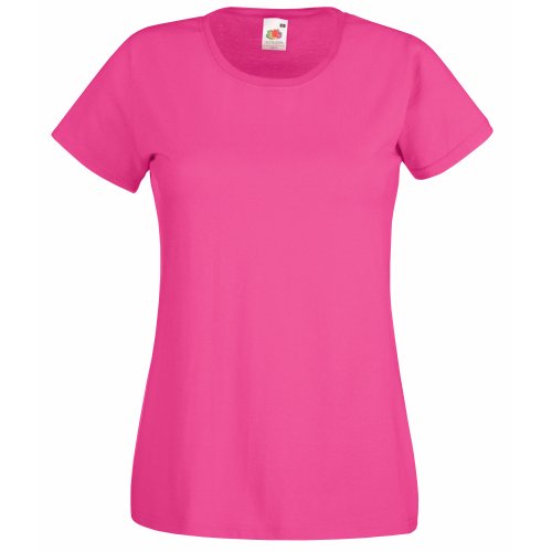 Camiseta de Fruit of the Loom para mujer, ajustada, de distintos colores, de algodón, manga corta Rosa fucsia Small