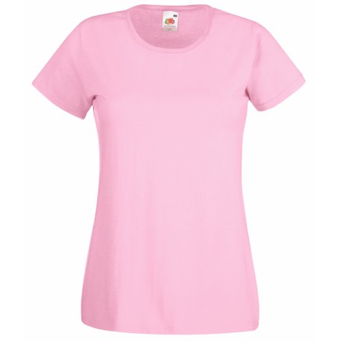 Camiseta de Fruit of the Loom para mujer, ajustada, de distintos colores, de algodón, manga corta Rosa rosa claro Large