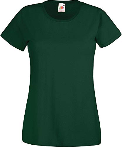 Camiseta de Fruit of the Loom para mujer, ajustada, de distintos colores, de algodón, manga corta Verde - Botella Verde