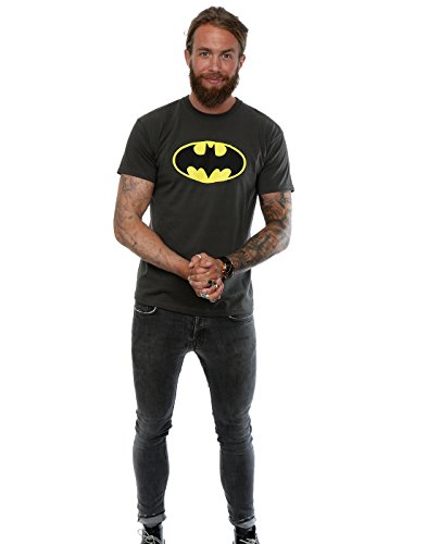 Camiseta de manga corta para hombre con logo de Batman, de DC Comics Gris gris claro Medium