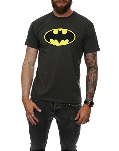 Camiseta de manga corta para hombre con logo de Batman, de DC Comics Gris gris claro Medium