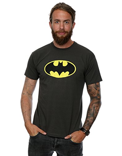 Camiseta de manga corta para hombre con logo de Batman, de DC Comics Gris gris claro Medium