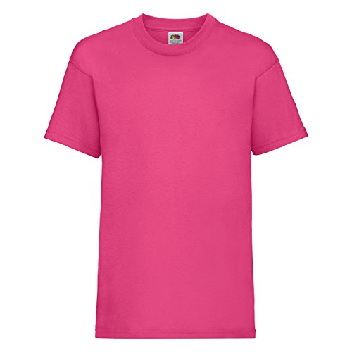 Camiseta de manga corta para niños, de la marca Fruit of the Loom, Unisex Rosa fucsia 3-4 Años