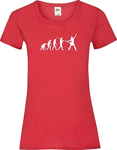 Camiseta DE Mujer Evolution Estrella de Rock Baterista Groupie Roquero Star Diversos Colores, kultshirt XS-XL - Rojo, M