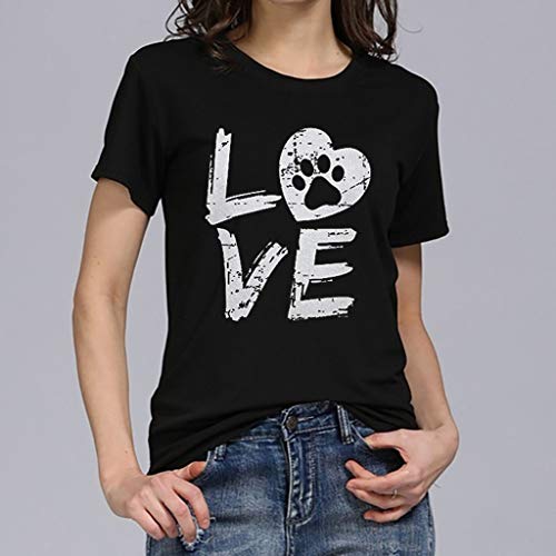 Camiseta de Mujer Manga Corta Corazón Impresión Blusa Camisa Cuello Redondo Promociones Verano Blusa Mujer Top