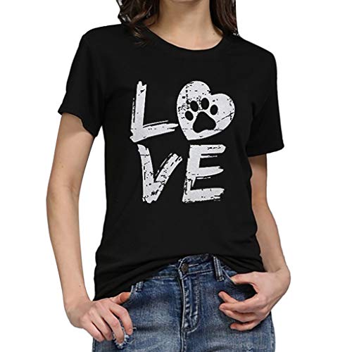 Camiseta de Mujer Manga Corta Corazón Impresión Blusa Camisa Cuello Redondo Promociones Verano Blusa Mujer Top