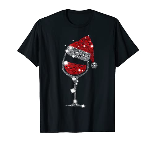 Camiseta de Navidad con copa de vino tinto Regalo de Navidad Camiseta