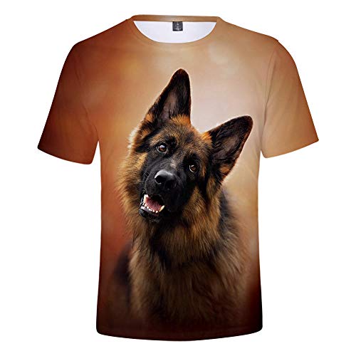 Camiseta De Perro con Personalidad De Dibujos Animados para Hombre, Moda Divertida con Animales, Ropa Al Aire Libre, Cuello Redondo, Patrón De Pastor Alemán, Ropa De Hombre Grande-R0958_S_China