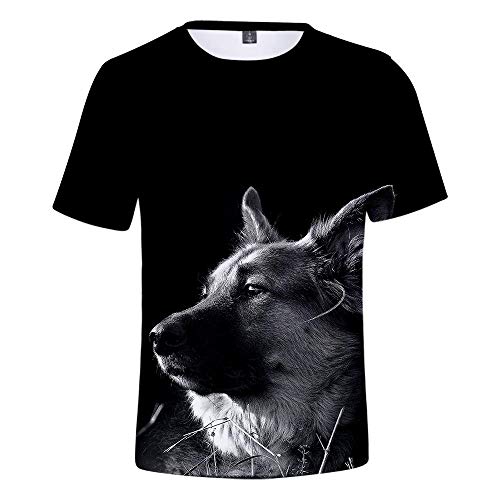 Camiseta De Perro con Personalidad De Dibujos Animados para Hombre, Moda Divertida con Animales, Ropa Al Aire Libre, Cuello Redondo, Patrón De Pastor Alemán, Ropa De Hombre Grande-R0958_S_China
