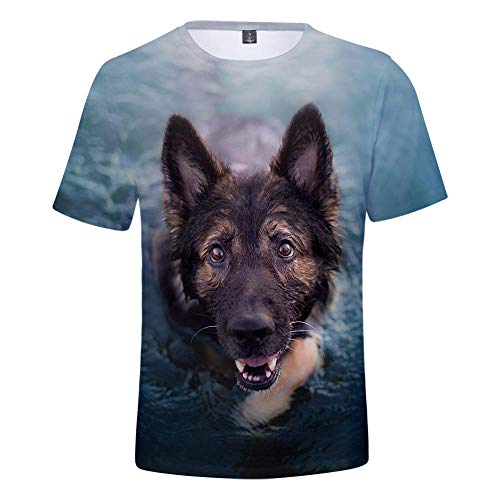 Camiseta De Perro con Personalidad De Dibujos Animados para Hombre, Moda Divertida con Animales, Ropa Al Aire Libre, Cuello Redondo, Patrón De Pastor Alemán, Ropa De Hombre Grande-R0958_S_China