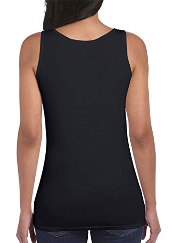 Camiseta de tirantes para mujer y mujer con diseño de lobo y dibujos animados Negro S