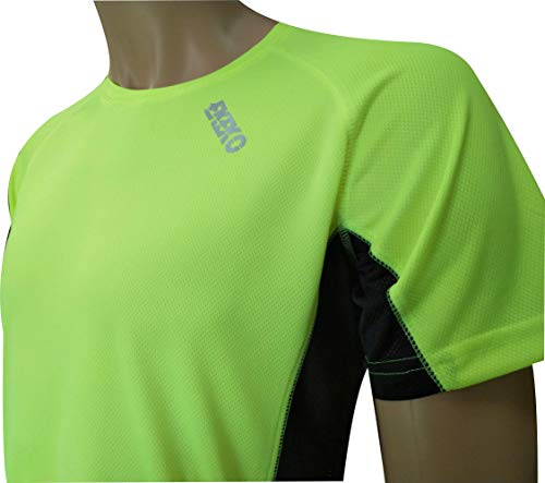 Camiseta Deportiva Manga Corta EKEKO Marathon, Camiseta Hombre Fabricada en Poliester microperforado, Running, Fitness y Deportes en General. (XL, Amarilla)