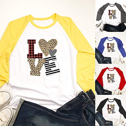 Camiseta día de San Valentín de Mujer y Hombre,ZODOF Camiseta Manga Corta Mujer Verano t-Shirts Impresión del corazón del Amor Cuello Redondo Camiseta Tops floryday Blusas Elegantes