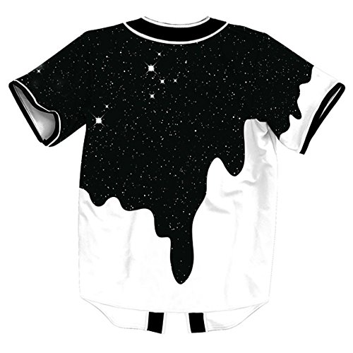 Camiseta Hombre 3D Impreso Verano Casual Camiseta de béisbol de manga corta Hip Hop Tops (Blanco negro, XX-Large)