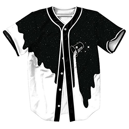 Camiseta Hombre 3D Impreso Verano Casual Camiseta de béisbol de manga corta Hip Hop Tops (Blanco negro, XX-Large)