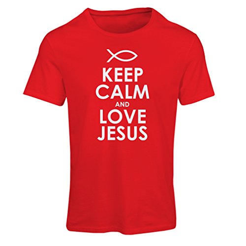 Camiseta Mujer Amo a Jesucristo, Religión Cristiana - Pascua, Resurrección, Natividad, Ideas de Regalo Religioso (Small Rojo Blanco)