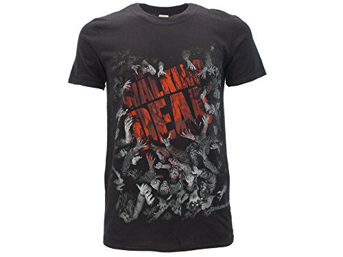 Camiseta original The Walking Dead Zombie Walker Hoarde And Logo Producto Oficial AMC Negro XL