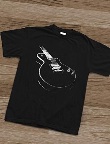 Camiseta para Hombre - Camisetas Guitarra Electrica Camisetas Hombre Rock - Medium Negro