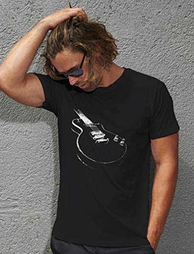 Camiseta para Hombre - Camisetas Guitarra Electrica Camisetas Hombre Rock - Medium Negro