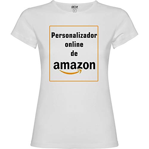 Camiseta Personalizable · Mujer · Manga Corta · 100% Algodón · Impresión Directa (DTG) Impresión · ¡No es un Vinilo Impreso! Se Imprime Directamente sobre el Tejido! (Blanco, L)