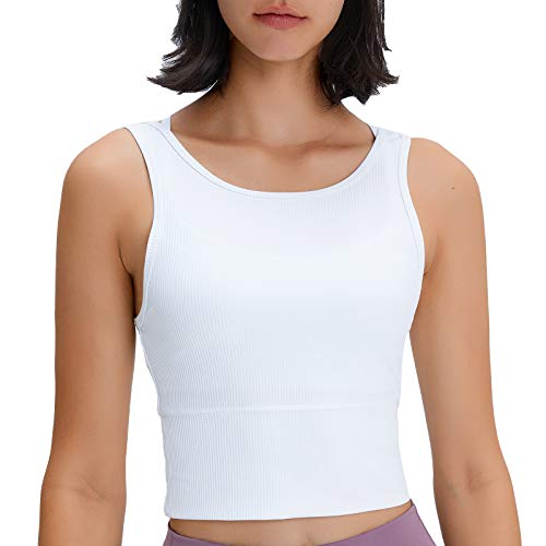 Camiseta sin Mangas Deportivo Fitness Yoga Camiseta Entrenamiento Yoga Top Blanco 10-L