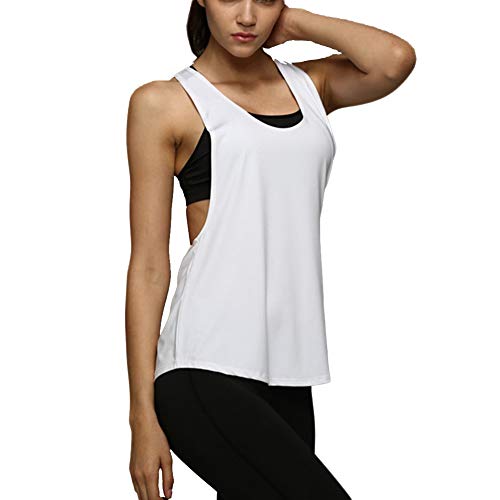 Tuopuda Camiseta sin Mangas para Mujer Crop Top Camiseta De Tirantes Mujer Deportivo Casual Yoga Fitness Top T-Shirt en Algodón 