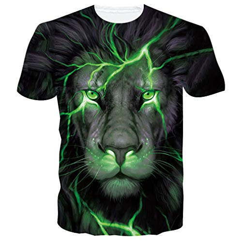 Camiseta Unisex con Estampado de león 3D Divertida Camiseta para Hombre de Verano gráfico Animal Camisetas de Manga Corta Tops M