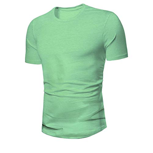Camisetas Hombre Manga Corta Baratas SHOBDW 2019 Blusas Color Sólido Cómodo Tallas Grandes Tops Verano Camisetas Hombre Basicas Cuello Redondo Venta de liquidación M-3XL(Verde 3,3XL)