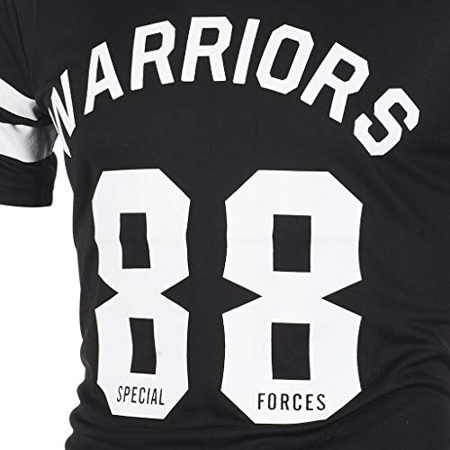 Camisetas Hombre Originales 2019 Nuevo SHOBDW Verano Camisetas Hombre Manga Corta Baratas Rayas Impresión de Letras Cuello Redondo Blusa Tops Suelto Tallas Grandes M-3XL(Negro,L)