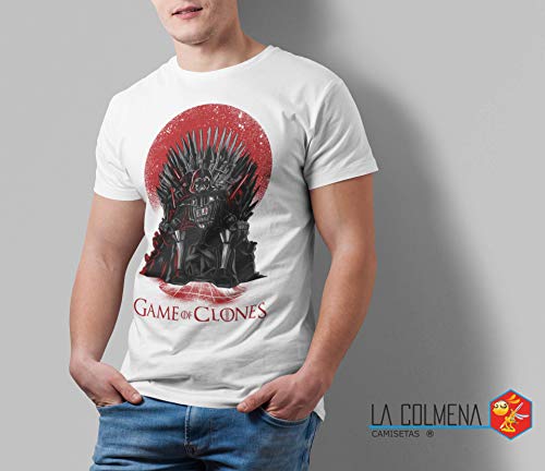 Camisetas La Colmena, 035 - Game of Clones (S, Blanco)
