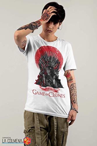 Camisetas La Colmena, 035 - Game of Clones (S, Blanco)