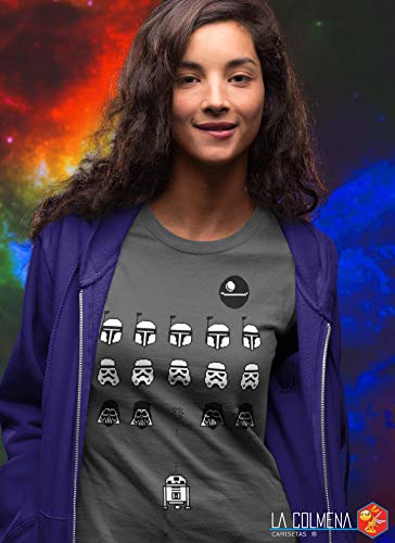Camisetas La Colmena 1349-Camiseta Space Wars (Karlangas) (XL, Charcoal)