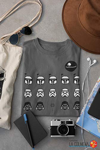 Camisetas La Colmena 1349-Camiseta Space Wars (Karlangas) (XL, Charcoal)