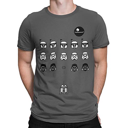 Camisetas La Colmena 1349-Camiseta Space Wars (Karlangas) (XL, Charcoal)