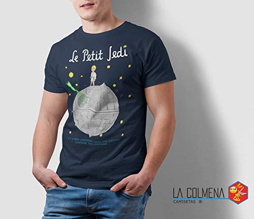 Camisetas La Colmena Le Petit Jedi (Saqman) Camiseta, Azul Marino, M
