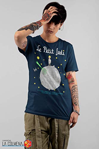 Camisetas La Colmena Le Petit Jedi (Saqman) Camiseta, Azul Marino, M