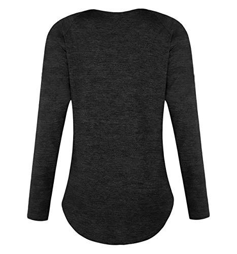 Camisetas Manga Larga Mujer Oversize Largas Camiseta Basica Tops Tunica Playeras Anchas Jersey Camisa Blusa Túnica Tunicas Poleras Camisas Señora Blusas Tallas Grandes Casual Deportivas Gris 3XL