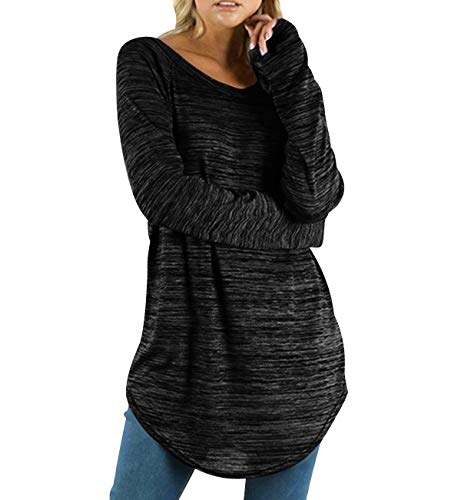 Camisetas Manga Larga Mujer Oversize Largas Camiseta Basica Tops Tunica Playeras Anchas Jersey Camisa Blusa Túnica Tunicas Poleras Camisas Señora Blusas Tallas Grandes Casual Deportivas Gris 3XL