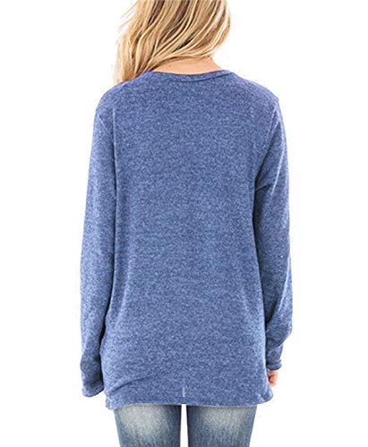 Camisetas Manga Larga Mujer Oversize Largas Camiseta Lisas Basica Tops Tunica Playeras Anchas Jersey Camisa Blusa Túnica Tunicas Poleras Camisas Señora Blusas Tallas Grandes Casual Azul Claro 2XL