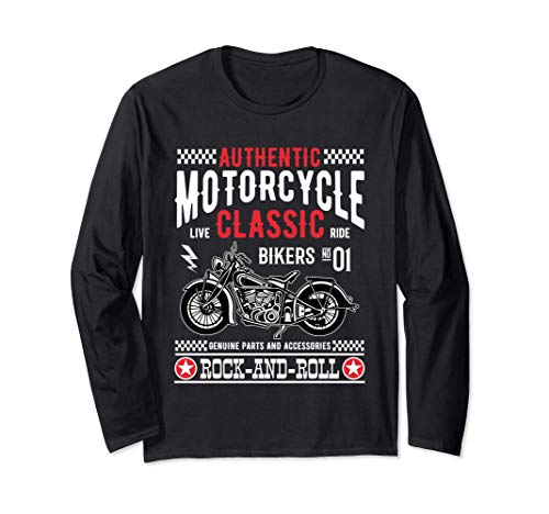 Camisetas Moteras Rockabilly Hombre Mujer Vintage 70s Motos Manga Larga