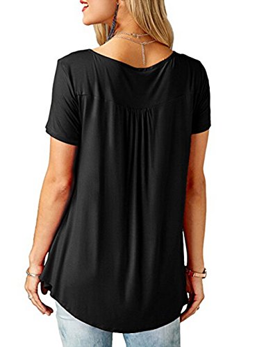 Camisetas Oversize Mujer Camiseta Escote V Chica Camisas Manga Corta Mujer Blusas Verano Playeras Asimetricas Anchas Señora Top Basica Blusa Tops Camisa Bonitas Deportivas Elegantes Negro 5XL