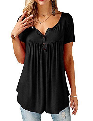 Camisetas Oversize Mujer Camiseta Escote V Chica Camisas Manga Corta Mujer Blusas Verano Playeras Asimetricas Anchas Señora Top Basica Blusa Tops Camisa Bonitas Deportivas Elegantes Negro 5XL