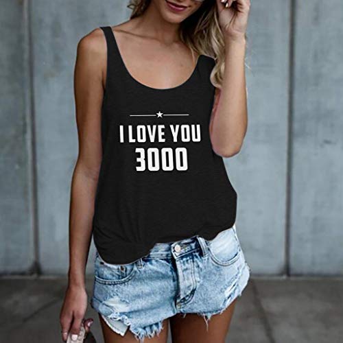 Camisetas Sin Mangas I Love You 3000 Nuevo Promociones Casual Tank Estampado De Tops Mujeres Tallas Grandes 2019 Chaleco