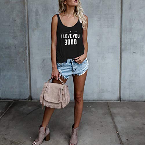 Camisetas Sin Mangas I Love You 3000 Nuevo Promociones Casual Tank Estampado De Tops Mujeres Tallas Grandes 2019 Chaleco