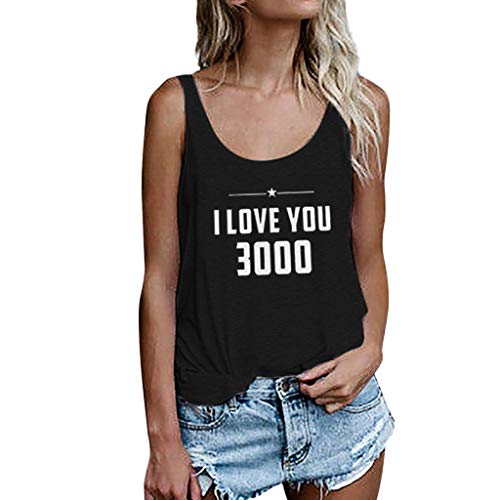 Camisetas Sin Mangas I Love You 3000 Nuevo Promociones Casual Tank Estampado De Tops Mujeres Tallas Grandes 2019 Chaleco