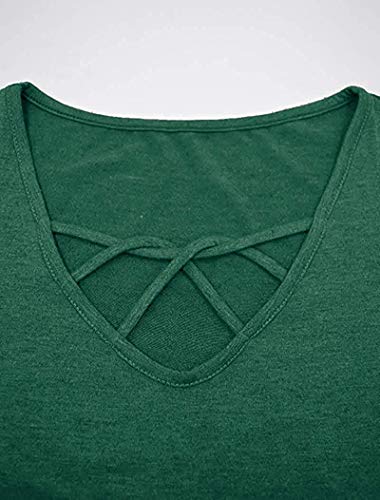 Camisetas Tallas Grandes Mujer Verano Manga Corta Camisa Sexy Verde XXL